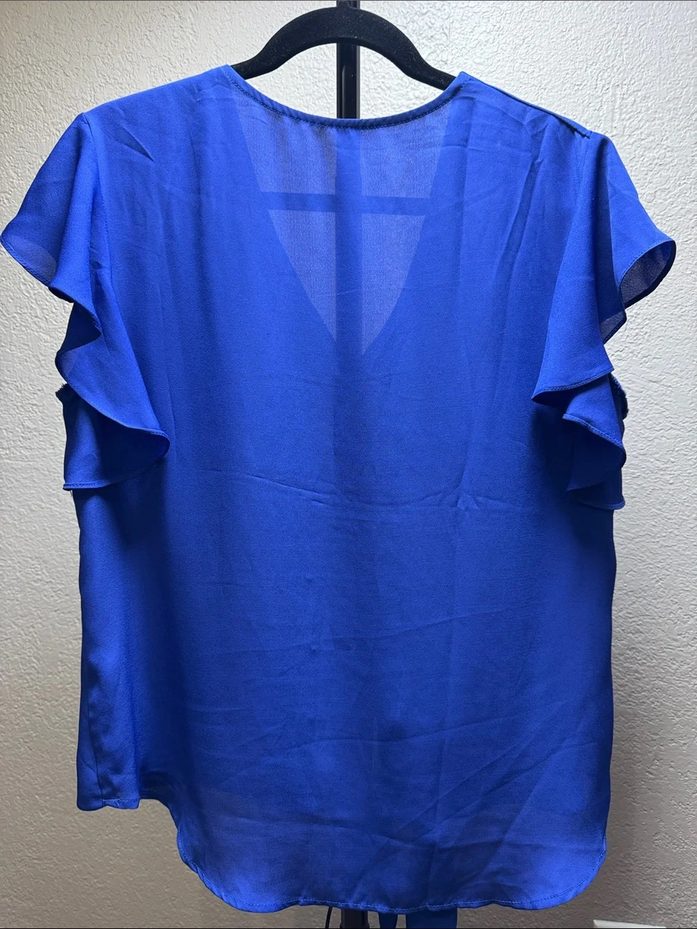 Women's Cobalt Button-Front Tie Blouse